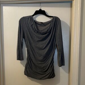 Gray Draped 3/4 Sleeve Top